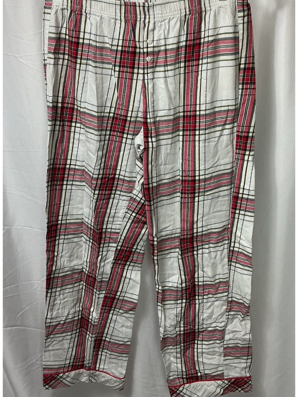 Victoria’s Secret Women’s Medium Plaid Pajama Pants Red Green Cotton Button Fly